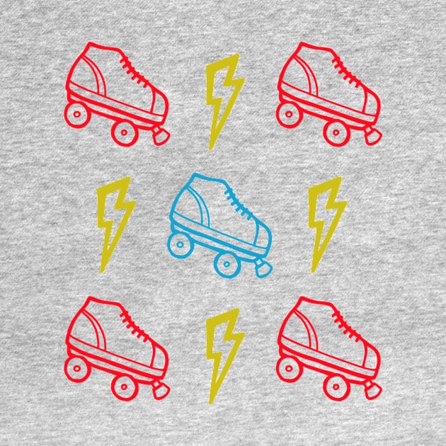 Roller Skates and Lightning by Carabara Designs